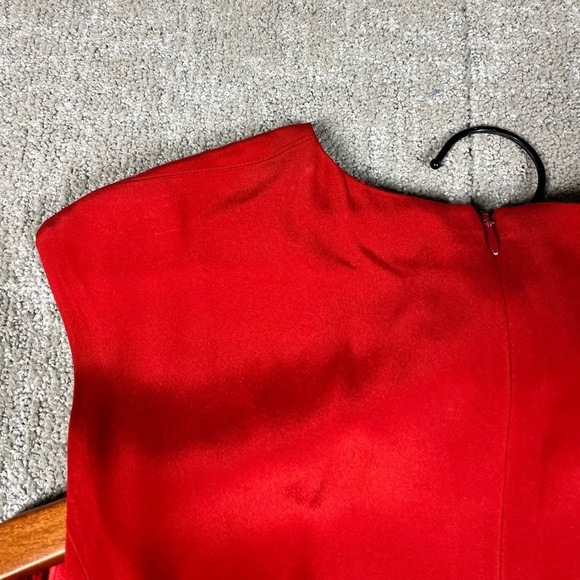 Vintage Ralph Lauren Black Label 100% Silk Red Shift Cocktail Dress Size 10 - Picture 13 of 14